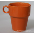 250ml Orange Color Glazed Logo Deca Customized Stack Ceramic Stoneware Coffee And Tea Cups Mugs